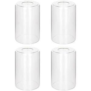 Eidonta 4 Pack Clear Glass Shade Covers Replacements, 5.5in Height, 3.5in Diameter, 1.65in Fitter, Eidonta Clear Cylinder Glass Lamp Shade Replacement Globe for Chandelier Pendant Wall Sconces