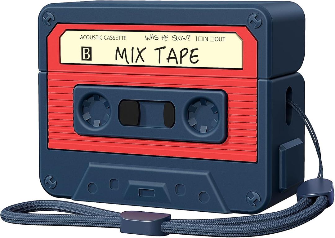 AirPods Pro 2 Case Cover, KOREDA Funny Cassette Tape Design Case for Airpods Pro 2nd Generation/1st Generation (2023/2022/2019), Cute Cartoon Fashion Silicone Protective Case for Women Men (Blue)