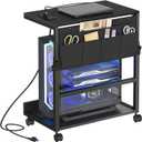 HOOBRO Computer Tower Stand, PC Stand with Charging Station, PC Tower Stand Height Adjustable Under Desk, Large CPU Holder Cart with Locking Casters & Storage Pockets, for Home Office, Bedroom BB72UCJ01