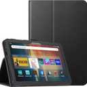 Fintie Folio Case for Kindle Fire HD 8 & Fire HD 8 Plus Tablet (12th Generation/10th Generation, 2024/2022/2020 Release)- Slim Fit Vegan Leather Stand Cover with Auto Sleep/Wake, Black