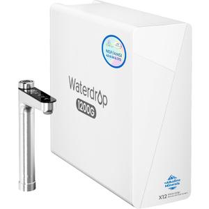 Waterdrop X12 Alkaline Mineral Reverse Osmosis System, NSF/ANSI 42&58&372 Certified, 1200 GPD, 11-Stage Filtration Tankless RO, 3:1 Pure to Drain, UnderSink, Smart Stainless Steel Faucet, BPA Free