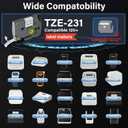 TZE-231 Compatible for Brother Label Maker Tape 12mm 0.47 Laminated Black on White 1/2" x 8m Replacement for TZ TZE TZE231 Tape for P Touch PT-D220 D220 PT-D210 PT-H110 PT-D200 PT-D400 D410 (6 Packs)