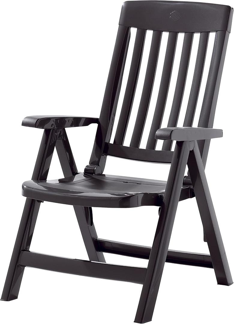 SIEGER Palma Folding Chair Solid Plastic Frame Grey