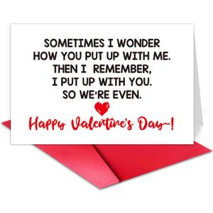 2 x TQDaiker Valentine's Day Card for Husband or Wife, Funny Marriage Quote, Heart Design Happy Valentine's Day Greeting Card,Envelope Included.