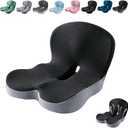 Orthopedic Cushion,Ergonomic Memory Foam L-Shaped Integrated Seat Cushions with Adjustable Strap,Ultra Breathable Non-Slip Design for Office Chair,Car,Wheelchair (Black+Gray)