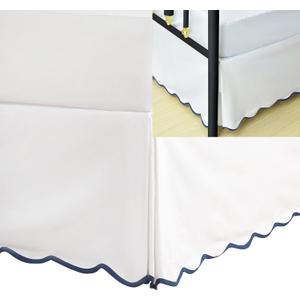 HIG Queen Bed Skirt - Easy Fit Scallop Edge Pleated Bedskirts With Spilt Coner, 18 Inch Drop Anti-Slip Dust Ruffle, Thick Fabric for Enhanced Privacy, Pre-Washed for Long-Lasting Use, Machine Washable