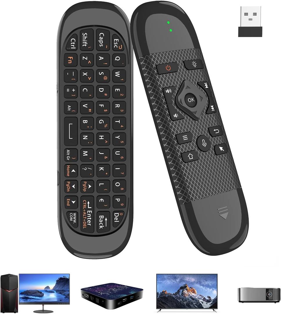 Air Mouse - with Voice, 6-Axis Gyroscope, Bluetooth, Infrared LearningPower Button only, USB Air Mouse Remote Control, Multi-Function Mini Wireless Keyboard, Suitable for Smart TV/Android TV Box/PC