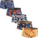 HUOPAOSHUO Underwear for Men Breathable Trunks Underwear Soft Cotton Boxer Briefs Multi-Pack (Small, Fruit Pattern-5 Pack)