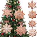 Gueevin 16 Pcs 12" Large Gingerbread Snowflake Ornaments Christmas Tree Ornaments Bulk Xmas Giant Hanging Brown Paper Decor with Ropes Rustic Xmas Decor for Home Winter(Snowflake, Tan)
