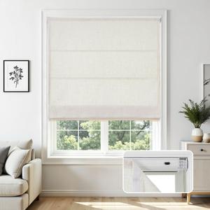 Joydeco No Drill Roman Shades Linen, Light Filtering, 58" W × 72" H, White