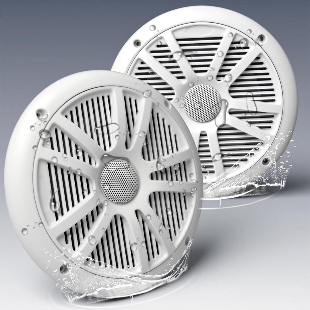 800W 6.5 Inch Marine Speakers - 2 Way Waterproof UV Weather Resistant Outdoor Stereo Sound System, High-Fidelity Audio, White for Boats, RVs, Cars, Golf Carts, Hot Tubs, Indoor/Outdoor DIY Use