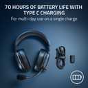 Razer BlackShark V2 HyperSpeed Wireless Gaming Headset for PC, Mac, PlayStation, Switch & Mobile 280g Lightweight, Wideband Mic, 50mm Drivers, 2.4GHz, Bluetooth or USB, 70 Hr Battery Black