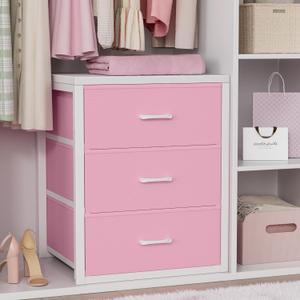 BOLUO Closet Drawers Pink 3 Drawer Dresser for Closet Organizers and Storage Bedroom Dorm Modern L (15.7"D x 21.1"W x 23.4"H)
