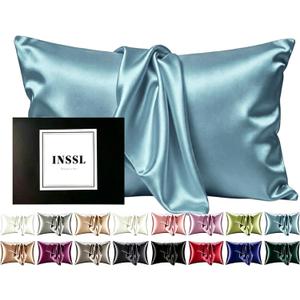 INSSL Silk Pillowcase f Women, Mulberry Silk Pillowcase for Hair and Skin and Stay Comfortable and Breathable During Sleep(Blue Gray,King)