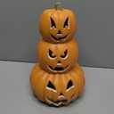 Retisee 3 Tiers 14 Inch Halloween Orange Pumpkin Lantern Decoration with LED Bulbs Lights Large Plastic Stacked Jack O Lantern Pumpkins Lights Indoor for Halloween Front Door Decor Indoor Decoration