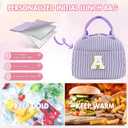 YOOLIFE Lunchbox Bag for Woman - Small Lunch Bags for Girls School, Portable Lunchbox for Work Picnic Travel | Initial Purple Insulated Lunch Bags for Women Wife Mom Daughter Women Gifts (Purple H)