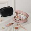 RIGHT AWAY Small Makeup Bag for Purse,Cosmetic Bag Organizer for Women,Waterproof PU Leather Make Up Pouch Toiletry Bag with Pockets,Portable Makeup Case for Travel Accessories&Accessories(Pink)
