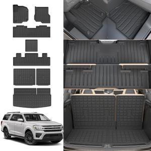 Floor Mats Compatible with 2018-2025 Ford Expedition (Not for Max Models) Cargo Mat Cargo Liner TPE 2024 Expedition 7 Seats Accessories (Trunk Mat+Backrest Mats+Floor Mats)