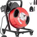 VEVOR 50FT x 1/2Inch Sewer Snake Machine, Drain Cleaning Machine on 4 Wheels, Electri Drain Auger with 4 Cutters & Foot Switch for 1''- 4'' Pipes (Red)