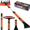 43" Ice Scraper for Car Windshield - 3-in-1 Extendable Snow Brush with 180 Pivot Head, Squeegee & Ergonomic Foam Grip for Christmas Car, SUV, Truck, Auto (Black/Orange)