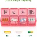 Extra Large Weekly Pill Organizer 4 Times a Day, Fullicon XXL Large Pill Box, 7 Day Medicine Organizer, Black Pill case for Vitamin/Fish Oil/Supplements