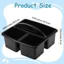 Threehoney 12 Pack Classroom Caddy Storage Basket with Handle 3 Compartment Plastic Storage Caddy Bulk for Arts Office Crafts Pencil Crayon Marker School Supplies(Black)