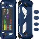 for Rog Ally Stand Protective Case, Silicone Accessories Protector, Soft Cover Skin Shell with 2 Pairs Thumb Grips Caps, Full Protection Kickstand for ASUS Rog Ally Handheld 2023 (Blue)