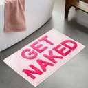 Get Naked Bath Mat - 17" x 24" Absorbent Soft Hot Pink Bath Rug, Machine Washable Non Slip Shower Rug for Bathroom