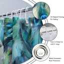 Riyidecor Teal Peacock Turquoise Feather Shower Curtain for Bathroom Decor 72Wx72H Inch Watercolor Green Leaf Bathtub Accessories for Women Girl Vintage Floral Panel Set Fabric Waterproof 12 Pack Hook