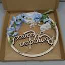 Ramadan Mubarak Wooden Wreath for Front Door, Artificial Floral Hanging Wreath, Ramadan Decorations for Home Wall Window Indoor Outdoor Decor