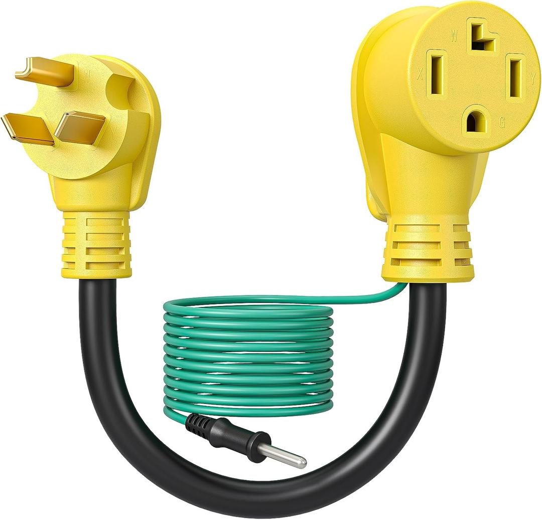 DEWENWILS 4 Prong to 3 Prong Dryer Plug Adapter, NEMA 10-30P Plug to 14-30R Receptacle, 4P Newer Dryer to 3P Older House,10AWG STW Dryer Connector Cord, 30 Amp/250V/7500W, 1.5 FT, UL Listed (Yellow)