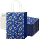 Kolldenn 24 Pcs Gold Rings Goodie Bags with Handles Golden Cartoon Paper Bags Video Game Party Favors for Gamer's Party Decorations Birthday Gifts Snack Supplies(Blue)