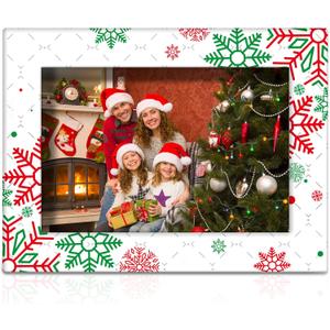 party greeting Christmas Picture Frame 4x6 Christmas Ceramic Photo Frame Decorations Holiday Christmas Xmas Gifts Vertically or Horizontally Suitable for Desktop Use (Snowflake)