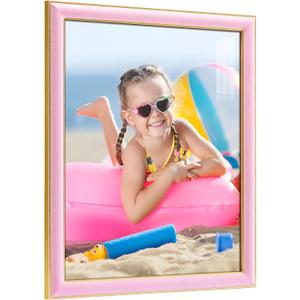 16x20 Velvet Picture Frame, Pink 16x20 Velvet Photo Frame with Vintage Gold Border, 16 by 20 Poster Frame with HD Real Glass Horizontal & Vertical Display for Tabletop and Wall Decor (1 Pack)
