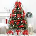 MAYREEL Christmas Velvet Wired Ribbon 2.5 Inch Red with Gold Tinsel for Tree Decorations, Garlands, Wreaths, Gift Wrapping and Holiday Crafts - 10 Yards