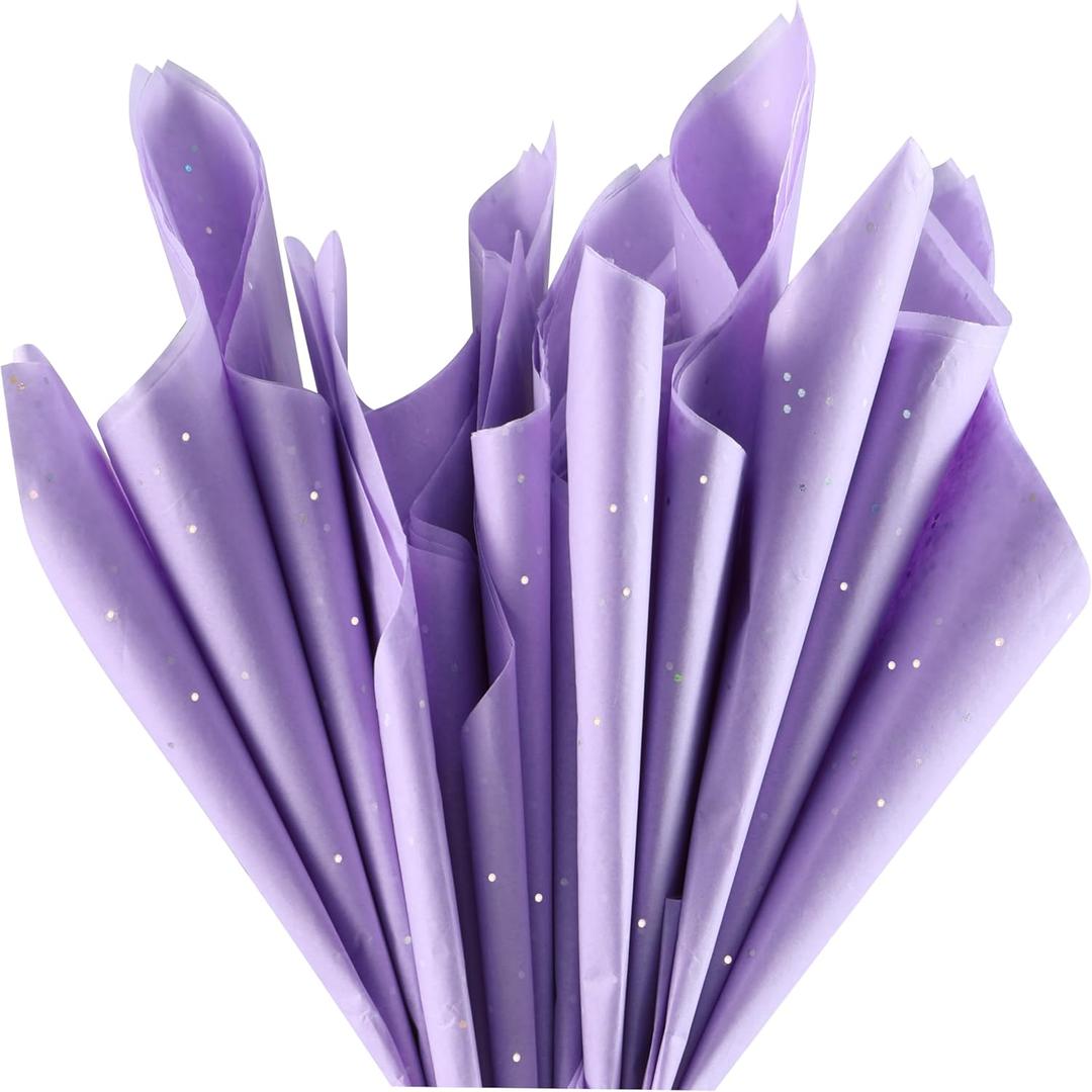 SUNCOLOR 120 Sheets 20"x14" Purple Tissue Paper for Gift Bags Packaging Glitter Art Tissue Paper for Crafts