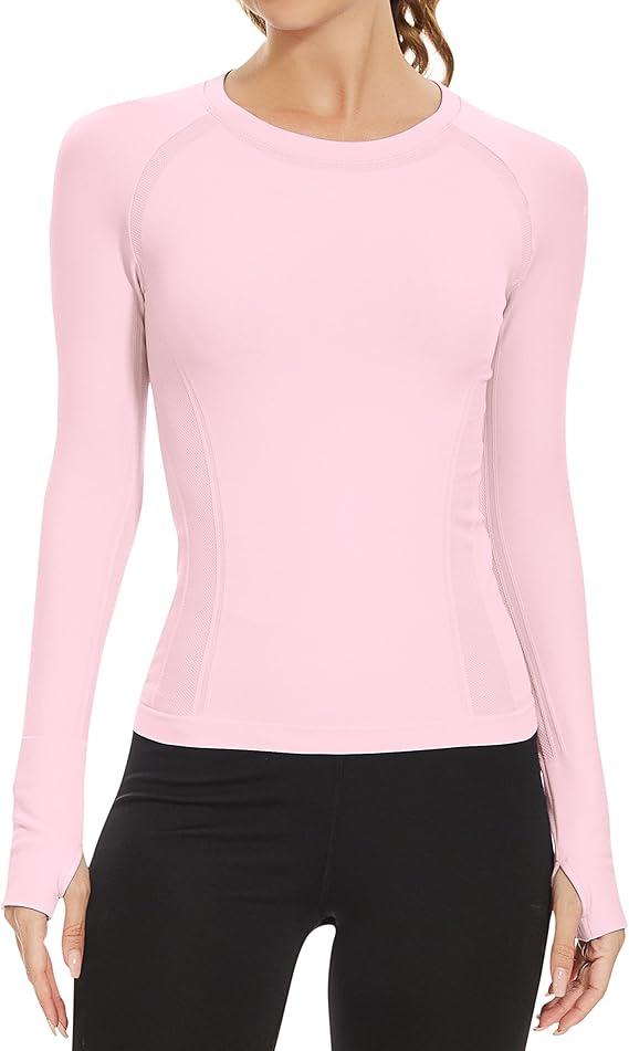 MathCat Workout Shirts for Women Long Sleeve, Workout Tops for Women, Quick Dry Gym Athletic Tops，Seamless Yoga Shirts, Size Small