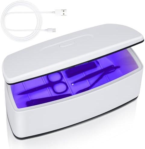 Nail Tools Sterilizer, Double Tube Blue Light Clean Function, USB Plug-In, 1l Large Capacity For Nail And Beauty Salon Tools, Jewellery, Glasses, Mobile Phone Sterilizer (White2)