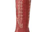Rivalran Cowboy Boots for Women - Knee High Pointed Toe Chunky Heel Pull On Zipper Western Cowgirl Boots, Retro Country Vintage Fashion Tall Boots, 10