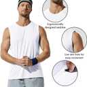 Haimont Men's Workout Tank Top Dry Fit UPF 50 Sleeveless Muscle Tee Shirts for Swim, Running, Hiking, Beach (X-Large, White)
