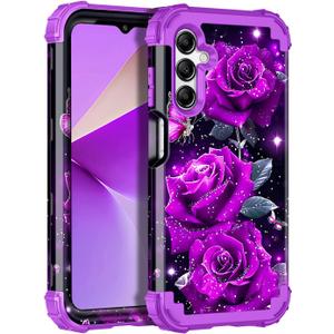 Miqala for Galaxy A16 5G Case,Glow in The Dark Three Layer Heavy Duty Shockproof Full Protection Hard Plastic Bumper+Soft Silicone Protective Case for Samsung Galaxy A16 5G 6.7 inch, Deep Purple Rose Miqala for Galaxy A16 5G Case,Glow in The Dark Three Layer Heavy Duty Shockproof Full Protection Hard Plastic Bumper+Soft Silicone Protective Case for Samsung Galaxy A16 5G 6.7 inch, Deep Purple Rose
