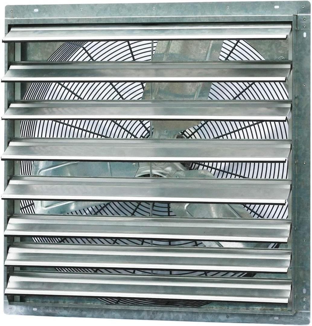 iLiving - 30" Wall Mounted Shutter Exhaust Fan - Automatic Shutter - Single Speed - Vent Fan For Home Attic, Shed, or Garage Ventilation, 5088 CFM, 7500 SQF Coverage Area, Silver (ILG8SF30S)