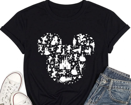 Women Magic Kingdom Castle Shirt Funny Fairy Graphic Tshirt Family Holiday Vacation Short Sleeve Tops Black