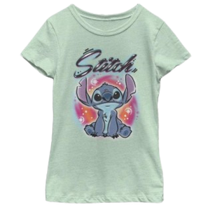 Disney Lilo Stitch Times Girl's Heather Crew Tee (Mint, X-Small)