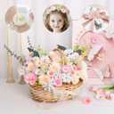 210 Pcs Mini Silk Flower Heads Small Fake Rose Daisy Faux Flowers Bulk for Crafts Artificial Loose Fabric Flowers Heads Sunflower Bulk for Wedding Hair Cap Dresses Decorations (Light Colors Mixed)