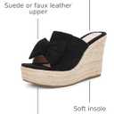 PiePieBuy Womens Platform Espadrilles Slip On Wedge Sandals Bow Tie Open Toe Slides Shoes (Black) 8