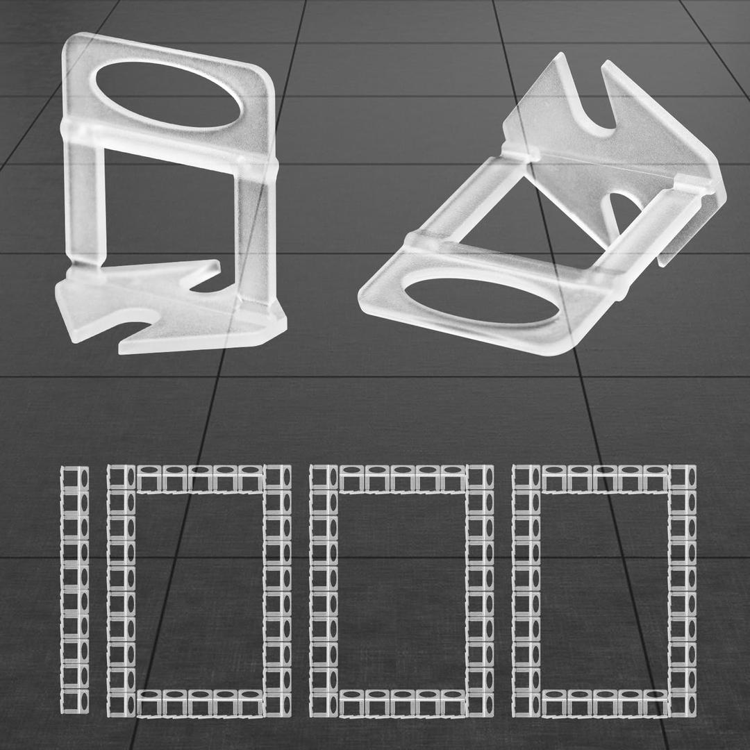 Tile Leveling System Clips 1/32", 1000pcs Tile Leveler Spacers Clips for DIY & PRO Tile Layers, Easy To Disassemble,Tile Leveling System Tools for Wall/Floor Ceramic Tile and Stone Installation-White