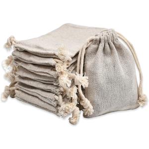 calary 100pcs Double Canvas Drawstring Bag Cotton Pouch Gift Sachet Bag Muslin Reusable Tea Bag 2.75x4 Inch