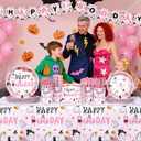 194Pcs Pink Halloween Booday Party Decorations, Happy Booday Tableware Set Banner Paper Plates Cups Napkins Tablecloth Little Boo Supplies Serve 24 Guest (7 inch, 9 inch)