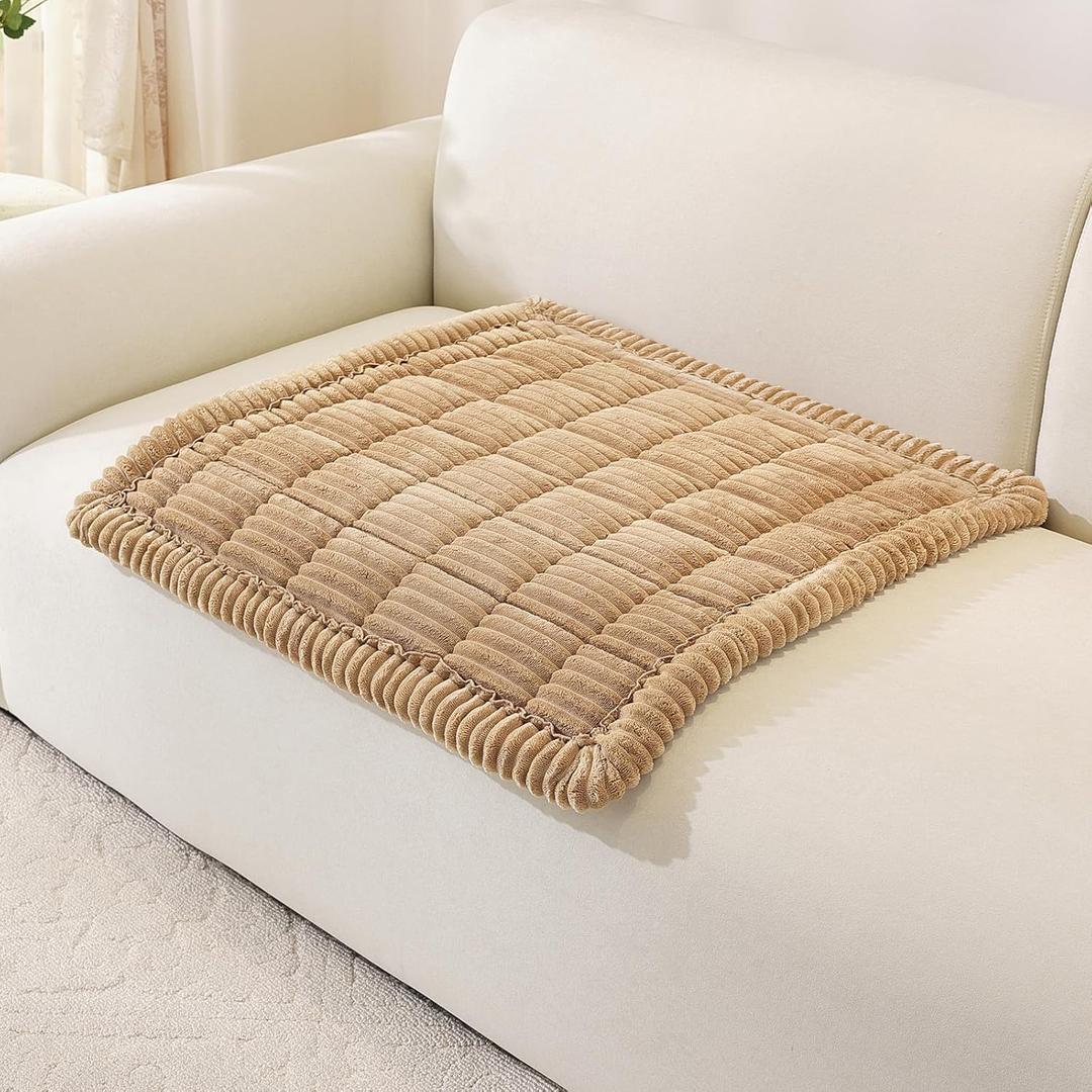 OstepDecor Washable Couch Cover for Dogs, Thick Pet Friendly Sofa Covers, Soft Couch Protector, Paw Cart Sofa Slipcovers, Cushion Protector for Leather, Sectional, Loveseat (27.6" x 27.6", Khaki)